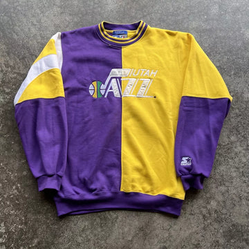 Starter Utah Jazz NBA Sweatshirt - Yellow & Purple, Size L
