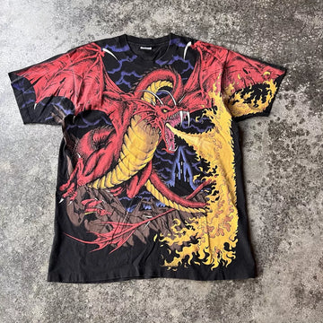 Vintage Liquid Blue Stitch Graphic T-Shirt - Black, Size L
