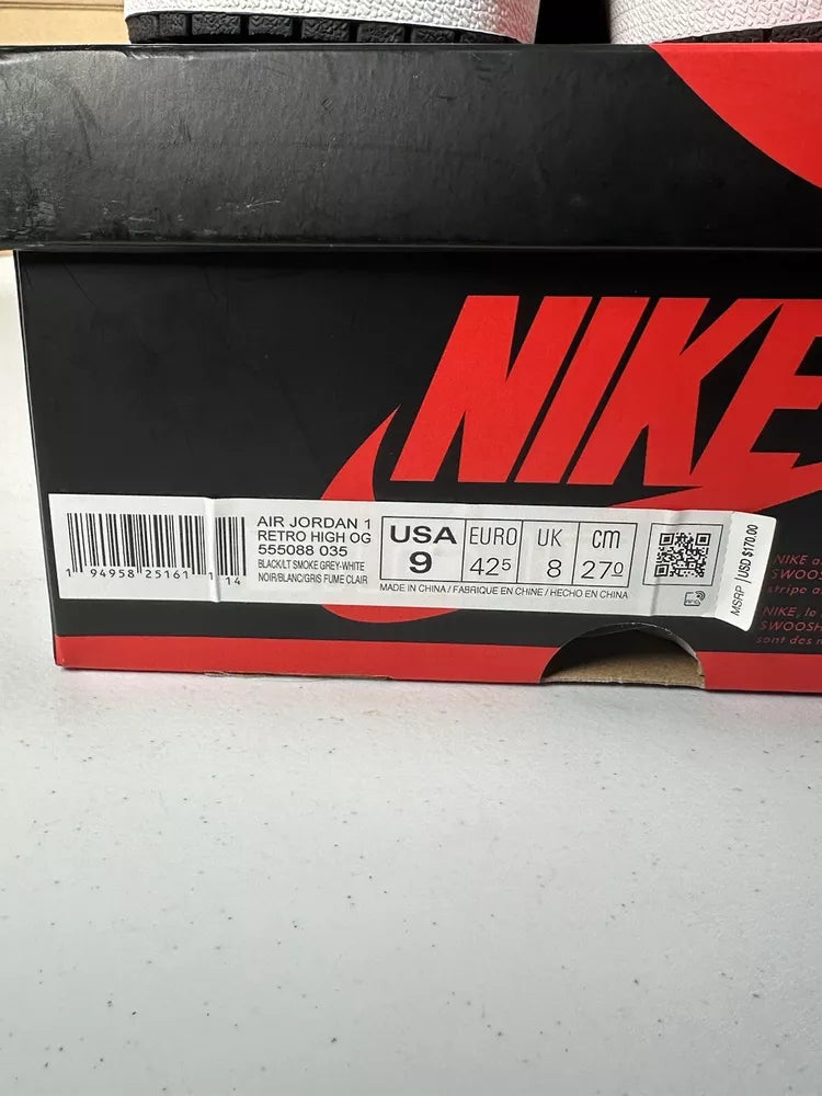 Air Jordan 1 Retro OG "Shadow 2.0" - Gray, Size 9