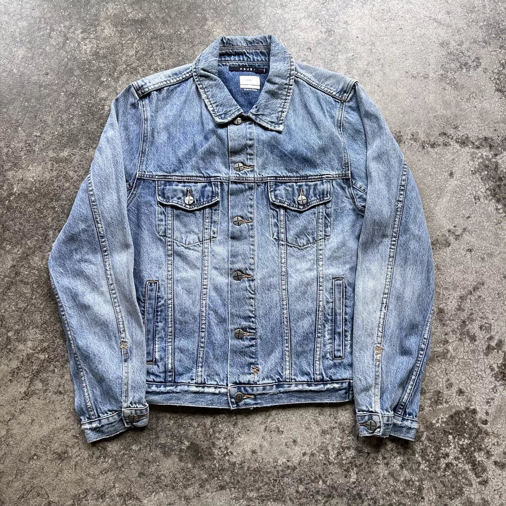 Ksubi Denim Overcoat Jacket - Blue, Size L