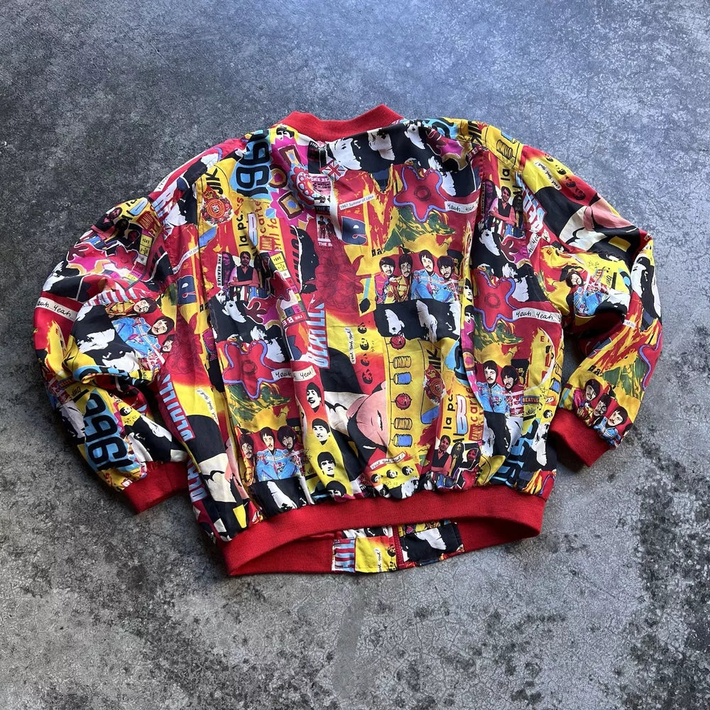 Vintage Silk Club 80s Bomber Jacket - Multicolor, Size L