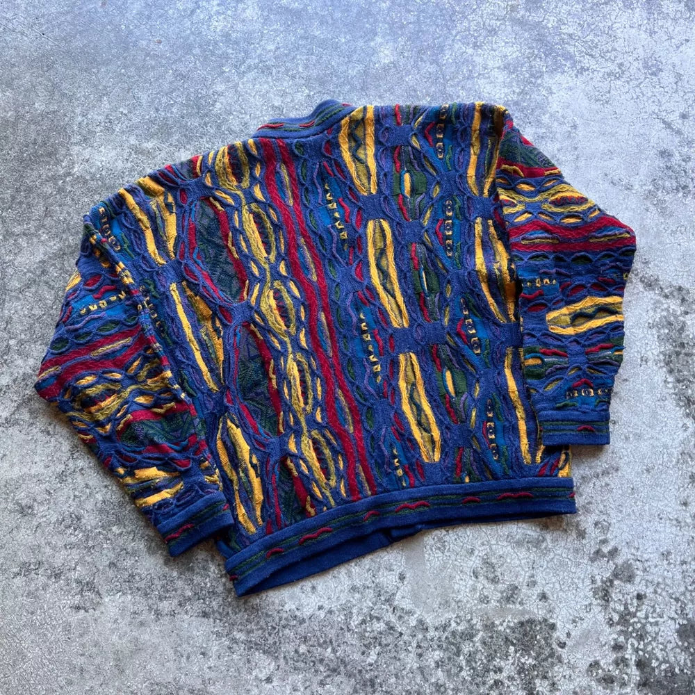 Vintage COOGI 90s Multicolor Cardigan Sweater - Size M