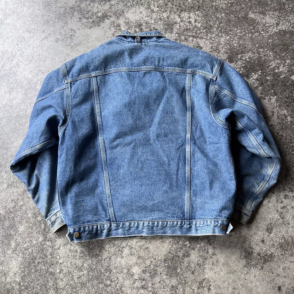 Vintage Carhartt 90s Denim Bomber Jacket - Blue, Size XL