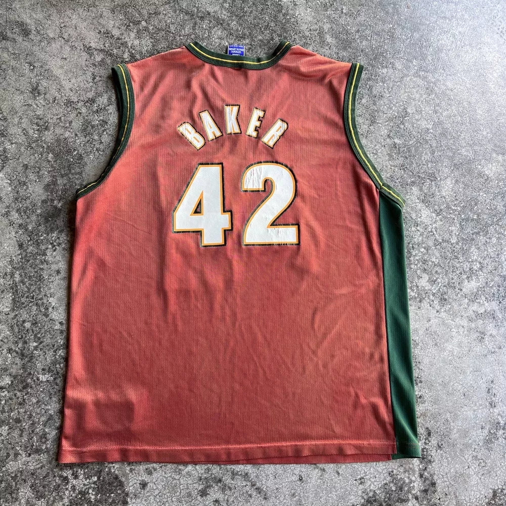 Champion Seattle Supersonics Vin Baker Basketball Jersey - Red, Size L