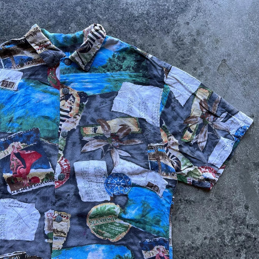 Vintage Jams World Hawaiian Button-Up Shirt - Multicolor, Size M