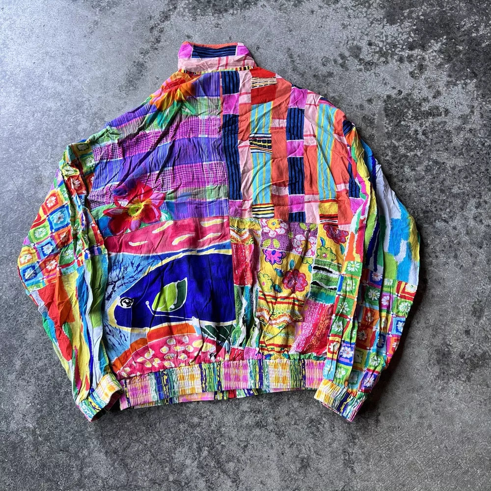 Vintage Jams World 90s Floral Rayon Jacket - Multicolor, Size L