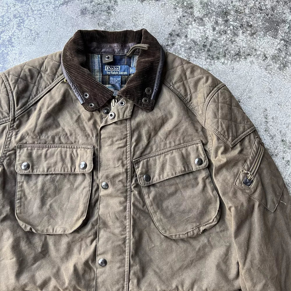 Vintage Ralph Lauren Polo Fine Oil Cloth Overcoat Jacket - Green, Size L