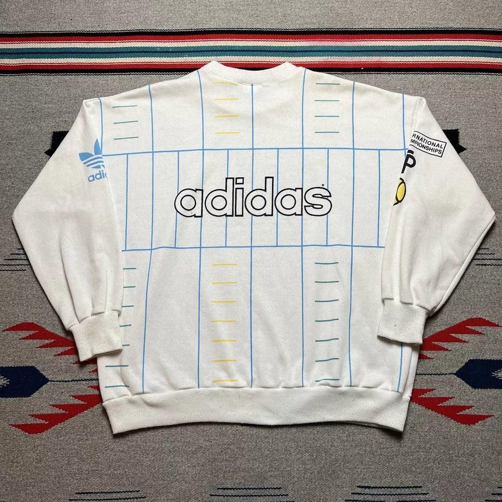 Vintage adidas Tennis Sweatshirt - White, Size L