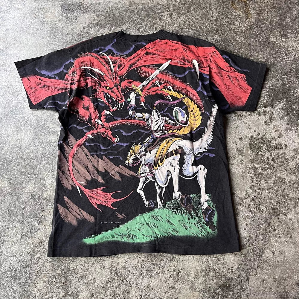 Vintage Liquid Blue Stitch Graphic T-Shirt - Black, Size L