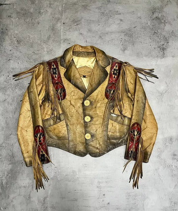 Vintage STARS & STRIPES Leather Western Cowboy biker jacket